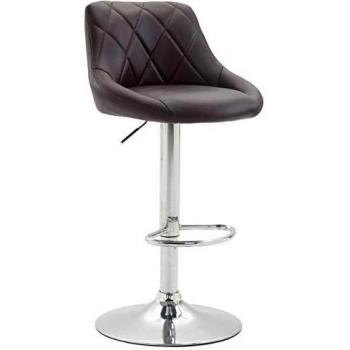 Taburete de Bar Lazio Marrón Similcuero Ajustable 360° con Reposapiés y Base Cromada