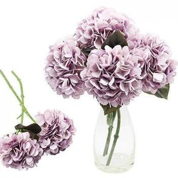 CattleyaHQ 4 Cabezas de Flores Artificiales de Hortensia, Elegante Ramo de hortensias, decoración de Flores Falsas para Fiesta / Boda / hogar / Cocina