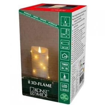 Vela LED de Cera Real Color Crema con Luz Ámbar y Altura de 13,5 cm
