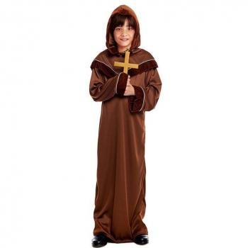 Disfraz de Monje Marrón para Niño - Incluye túnica marrón con capucha, cinturón ajustable y tejido suave y cómodo, ideal para fiestas de disfraces o Halloween