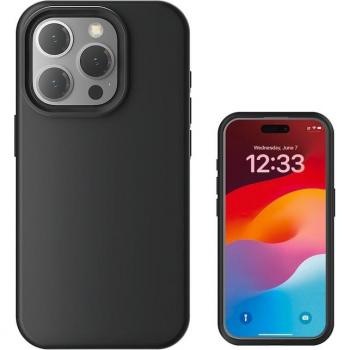 Funda de silicona para Apple iPhone 15 Pro, MagSafe compatible, color negro