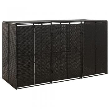 vidaXL Triple Wheelie Bin Shed Black 207x80x117 cm Poly Rattan