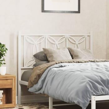 Cabecero de metal blanco 107 cm Vidaxl con diseño moderno, estructura resistente, acabado en color blanco, medidas de 107 cm de ancho, compatible con camas individuales y matrimoniales