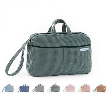 Bolso Cambiador de Pañales Mi Bollito Verde - Bolsa de Maternidad Crossbody Grande y Elegante, 15 x 30 x 45 cm, Fabricado en España