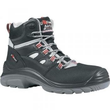 U-Power Botas de Seguridad Cross Gr. 46 Negro / Gris / Rojo Cuero / Malla S3 SRC EN20345