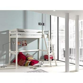 Cama Alta Vipack Pino Blanca 90x200 cm con Somier Incluido