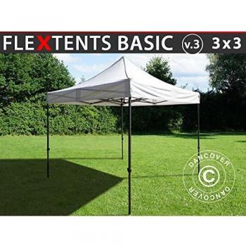 Carpa Plegable Rápida FleXtents Basic v.3, 3x3m Impermeable Blanca
