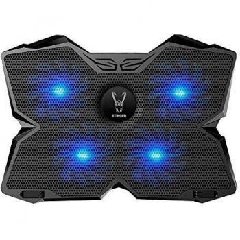 Woxter Stinger Laptop Cooler – Base de refrigeración para portátiles,4 Ventiladores,Led Azul y 2 Puertos USB