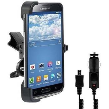kwmobile Soporte para ventilación para Samsung Galaxy S5 / S5 Neo / S5 LTE+ / S5 Duos con carcasa a la medida + Dispositivo de carga - ¡Convierta su móvil en un GPS!