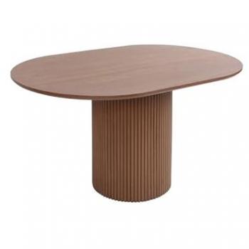 Mesa de centro oblonga Faro con efecto de madera tallada, color nogal, 90x60x45 cm