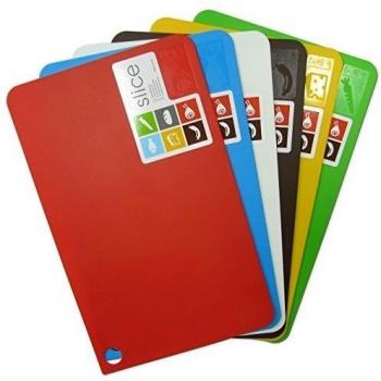 Juego de 6 de cortar (plástico flexible Tablas de cortar hojas Seis tamaño grande, 38 x 24 cm Código de color Cortar Antibacterias), diseño de lavavajillas