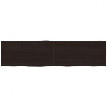 Tablero de mesa de roble sin tratar marrón oscuro 200 x 50 x (2-6) cm con borde natural gris