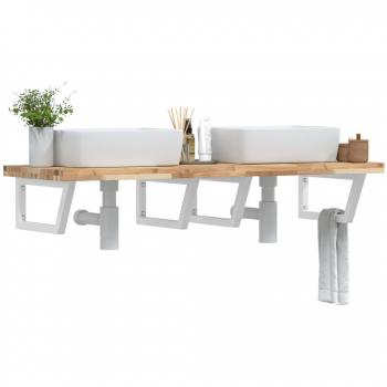 Estante de lavabo de pared acero y madera maciza de acacia vidaXL