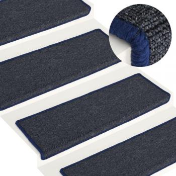 Alfombras de Peldaños de Escalera 15 uds Protector Tela Color Antracita, Azul claro, Azul - VidaXL