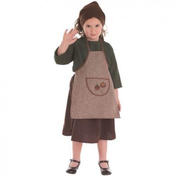 Disfraz de Castañera Otoño para niña con Sombrero y Mandil, Talla 2-3 años