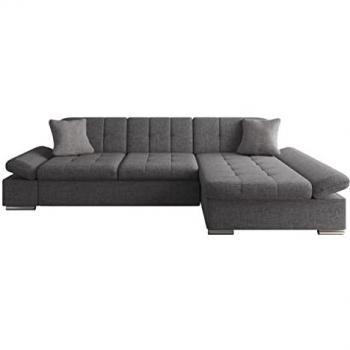Sofá rinconero Comfivo 151, gris, Lux 06 + Lux 05, con función de descanso y caja de ropa de cama, dimensiones 278 x 76 x 161 cm