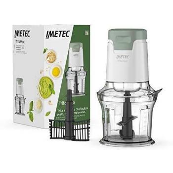 Imetec TritaMax, Procesador de Alimentos, Picadora con 4 cuchillas de acero inoxidable, recipiente grande de 600 ml, accesorio para batir salsas y crema batida, 2 velocidades, 500 vatios, Libre BPA