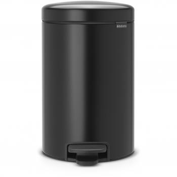 Brabantia Newicon Cubo de Basura con Pedal, Acero Inoxidable, Negro Mate, 12 l