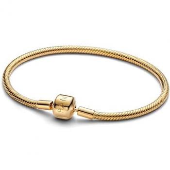 Pulsera Pandora Moments Cadena de Serpiente Dorada con Cierre de Barril para Mujer - 20 cm
