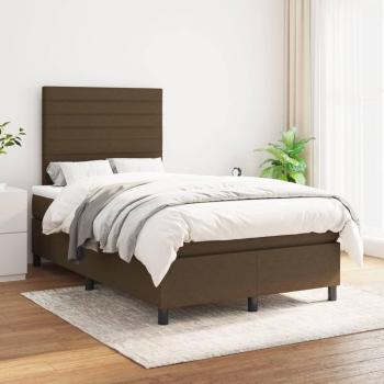 Cama box spring suave con colchón marrón oscuro 120x200 cm tela