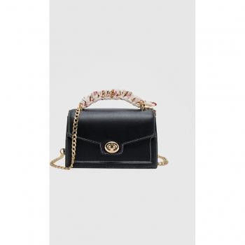 Stradivarius Black Crossbody Bag with Scarf OS