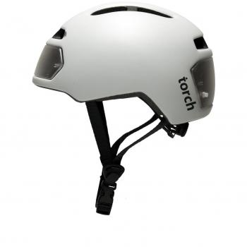 Torch, 0022, T2 Casco de Bicicleta con Luces Integradas, Blanco
