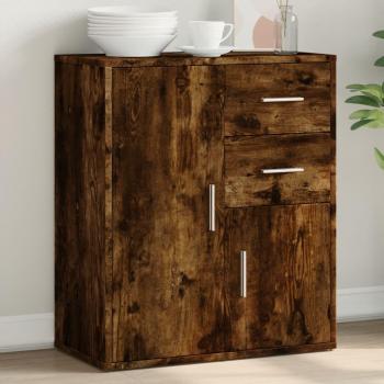 Aparador de madera de ingeniería roble ahumado 60x31x70 cm Marrón