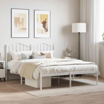 Cama de metal blanca con cabecero 140x190 cm