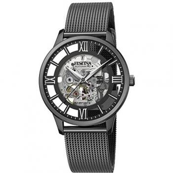 Festina Men's Automatic Skeleton Watch F20535/1 with Black Milanese Band