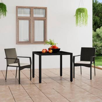 Sillas de jardín con almohadas 2 PC en Polyrattan negro