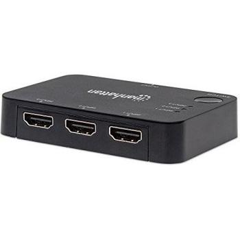 Manhattan 207522 4K 3-Port HDMI Switch, 4K@30Hz, USB Powered, Remote Control, Black