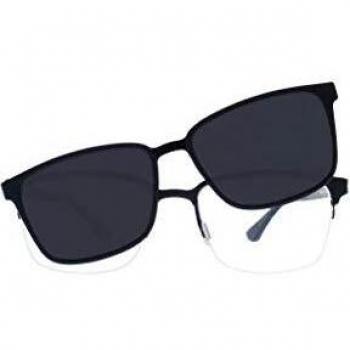 0230M04 Montura para gafas de vista y sol con 1 Clip-on magnético adicional con lentes - Frontal 53 azul opaco - Puente 17 - Barra 140 azul claro - Unisex.