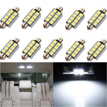 katur bombillas con 8 LED SMD 5050, de 39 mm, blancas, pequeñas, para techo interior del coche, decorativas, 12 V a CC, tecnología Canbus, no dan error. 10 unidades