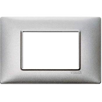 Placa Vimar Plana 3 Módulos Color Argento Metallizzato 14653.71