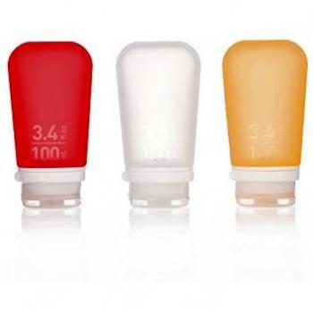 Humangear GoToob+ 3-Pack Large Clear/Red/Orange Travel Squeeze Bottles