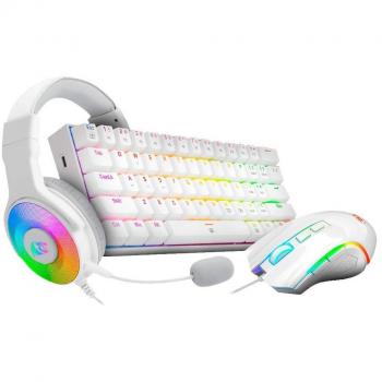 Redragon S129W Pack Gaming Teclado Mecánico Dragonborn K630W USB Antighosting + Ratón Griffin M607W USB 7200DPI Uso Diestro + Auriculares Pandora 2 H350W