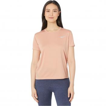 Nike W Nk Miler Top SS, Mujer, Rose Gold/Reflective silv, S