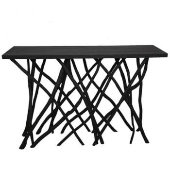 Consola Romimex Negro Madera de Teca 120 x 80 x 35 cm