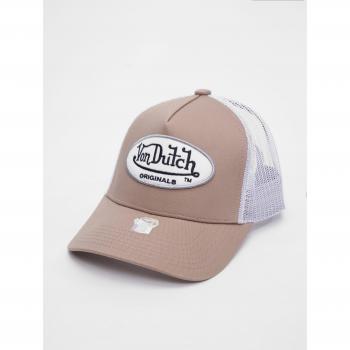 Von Dutch Boston Trucker Cap - Mocha and White Unisex Design