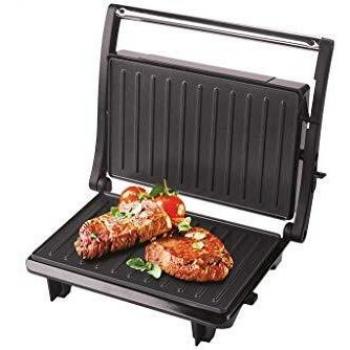 Grunkel - Parrilla Grill eléctrica con placas antiadherente. Sistema abatible adaptable y apertura 180º. Valida como Sandwichera e ideal para panini – Negro