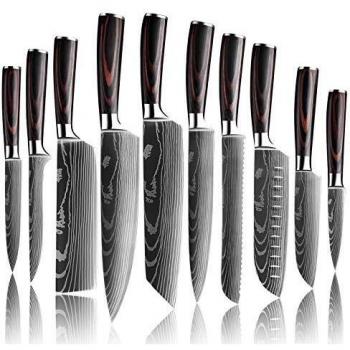 KEPEAK Cuchillo de Cocina, Cuchillos de Cocina Afilados de Acero Inoxidable de Diferentes Tamaños con Agarre Cómodo, Cuchillo de Cocina/Restaurante a Prueba de Herrumbre