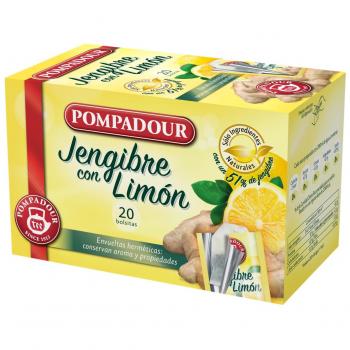 Pompadour 40118 - Té Infusion Jengibre con Limón, 20 bolsitas