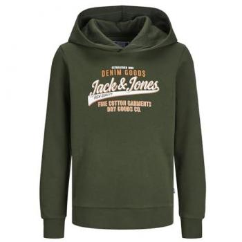 Sudadera con Capucha Jack & Jones Junior - JJELogo 2Col - Tallas 128 a 176 - para Niños - Verde Kombu