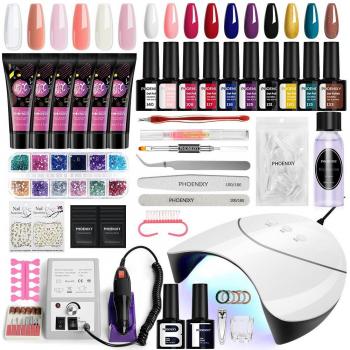 Kit de Esmalte en Gel PHOENIXY Pure Color Polish con Gel Polimérico Soak Off y Lámpara LED UV de 36W - Set de Herramientas para Manicura para Principiantes y Profesionales
