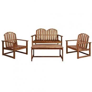 vidaXL 4 Piece Solid Acacia Wood Outdoor Lounge Set