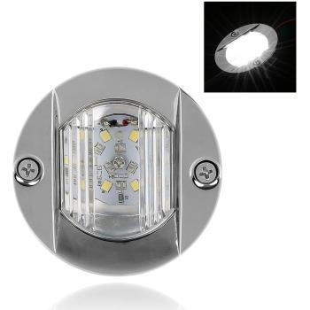 leaningtech marina luz de navegación Stern barco luz, diámetro de 3 pulgadas de acero inoxidable redondo espejo pantalla plana proyección, 6 LED s.s.304 12 V