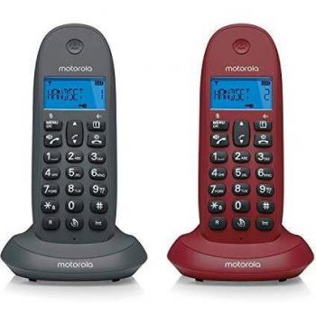 MOTOROLA Telefono fijo inalambrico digital DECT C1002GW Pack Duo - Color Gris y violeta - 2 unidades