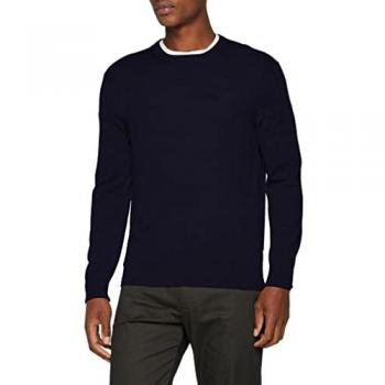 Jersey de punto azul para hombre Armani Exchange, lana virgen, cuello redondo, talla M