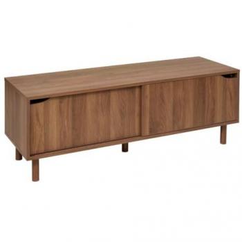 Mueble de TV Slidy de Madera Oscura con 2 Puertas Correderas y 2 Estantes