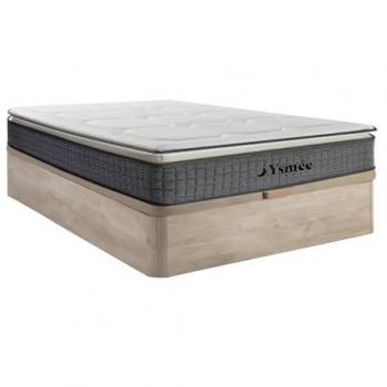 Conjunto de canapé abatible 140 x 190 cm natural claro + colchón de muelles ensacados 7 zonas con acolchado de látex 32 cm - SEREM de YSMÉE